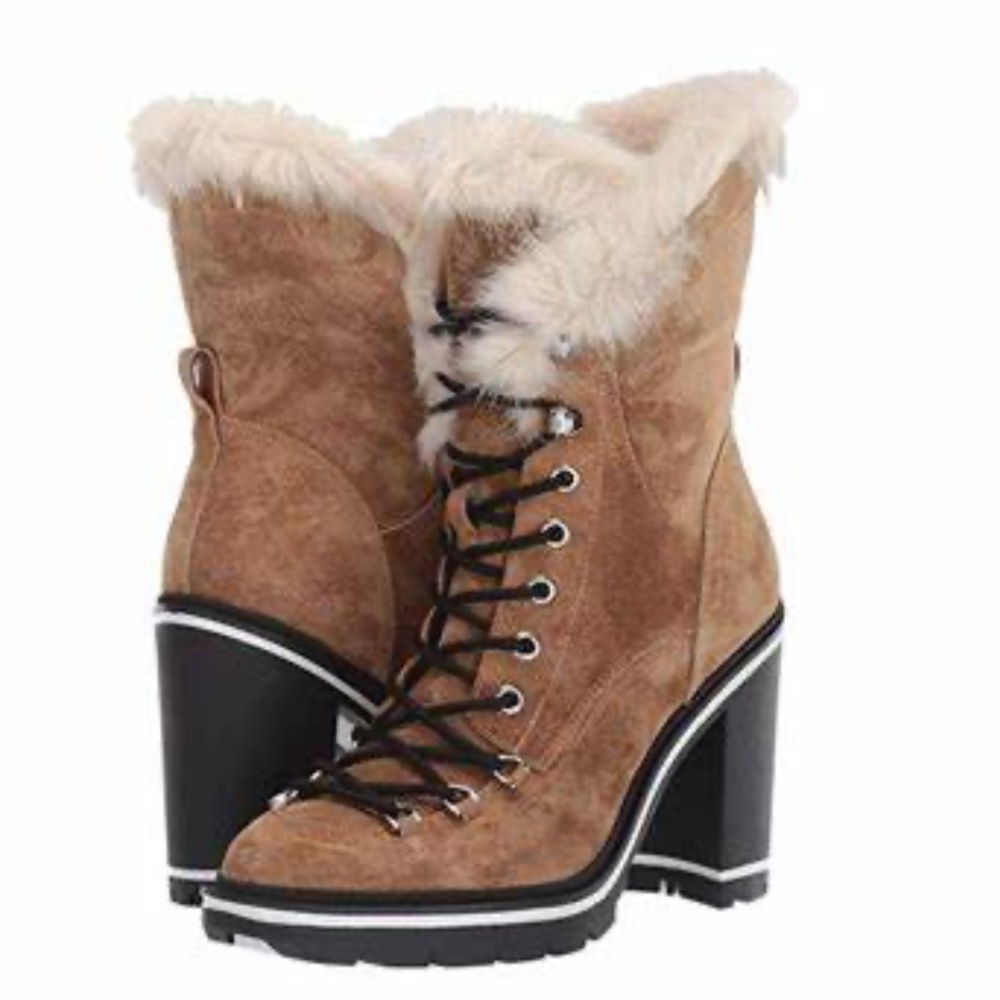 Sigerson Morrison Odelia Combat Boots with fur in Natural